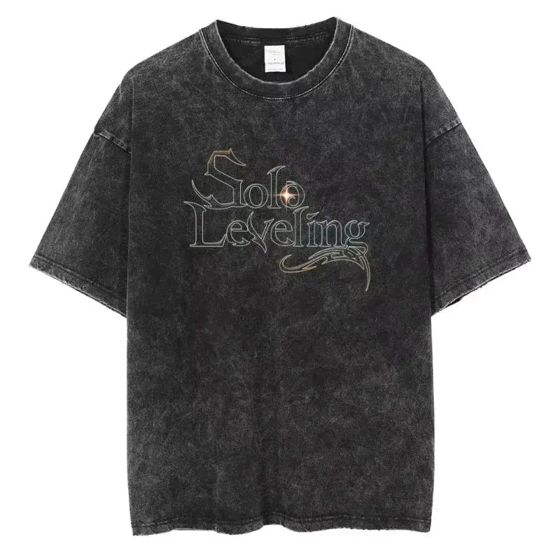 Hot Anime Solo Leveling Sung Jin-Woo Printed T Shirt Men Women Tshirts Plus Size T-shirt Harajuku Unisex Washed Cotton Tee
