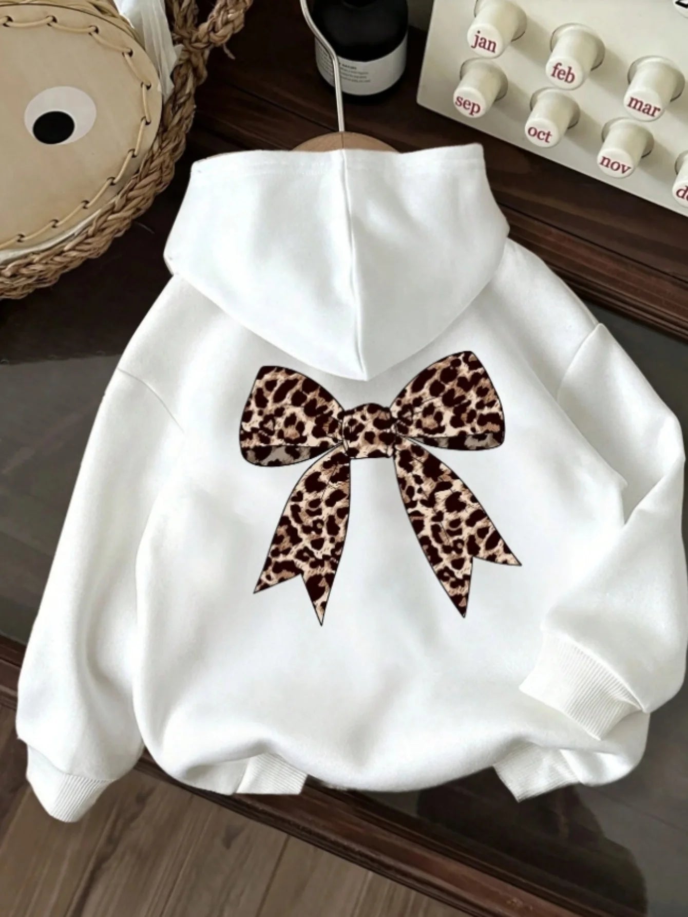 Women Street 2025 Winter Autumn Sweatshirt  Leopard Print Bow Printed Top Casual Soft Comfortable Outdoor Sports Women Hoodies