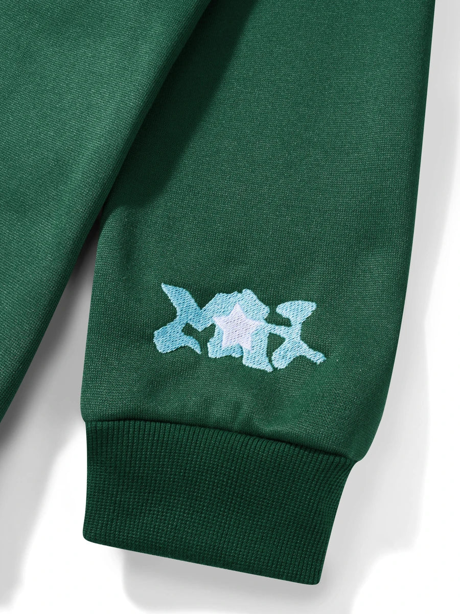 Men Women Hoodie Long Sleeve Letters Print Zipper Closure Sweatshirt Jacket with Pockets